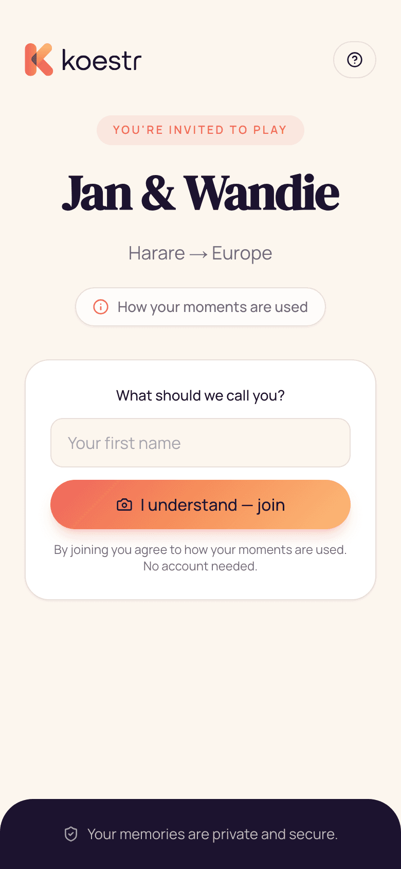 Guest join screen